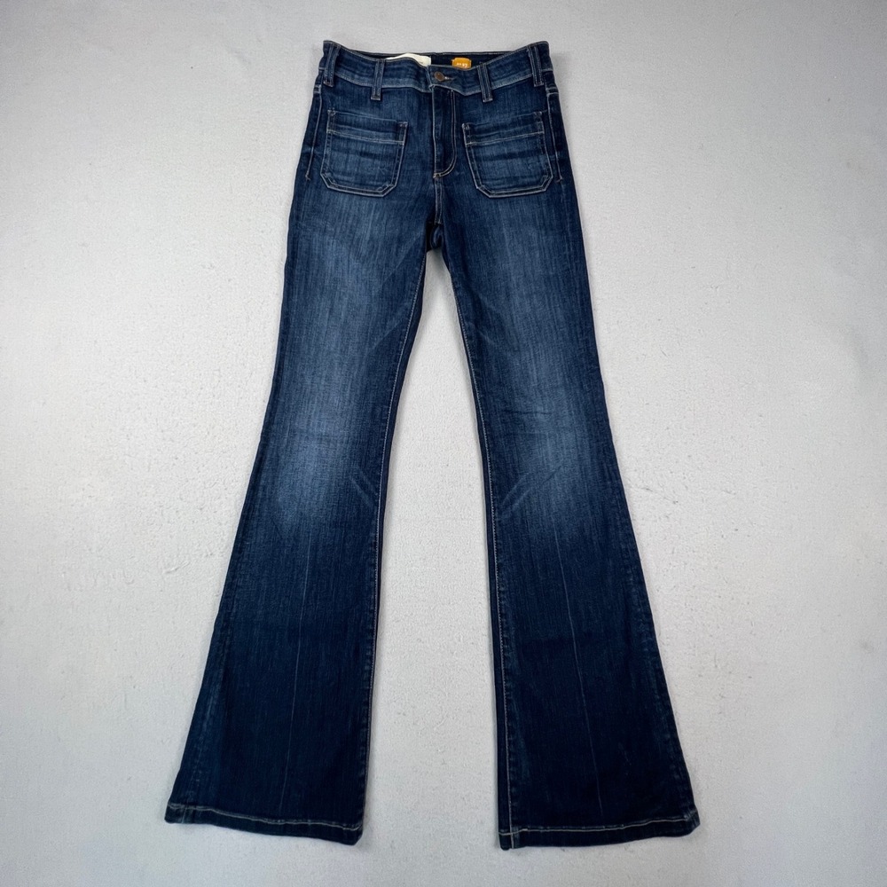 Pilcro and the Letterpress Flare Jeans Womens 27 Blue Patch Pocket High Rise